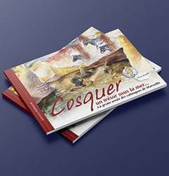 Mise en forme d’un livre jeunesse dédié à l’histoire de la grotte Cosquer à Marseille. Mise en boutique et affiches promotionnelles.
